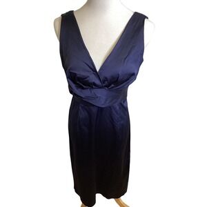 Donna Ricco New York Navy Blue V Neck Sheath Dress Size 8